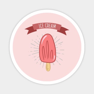 Ice cream. Vector color illustration. Freehand drawing in cartoon style. Vintage poster design Magnet